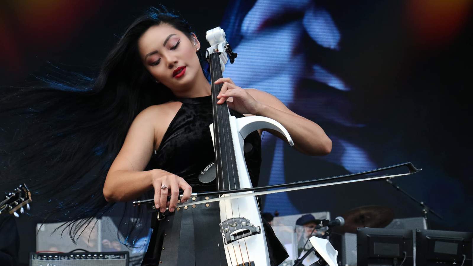 Tina posing with her Cello