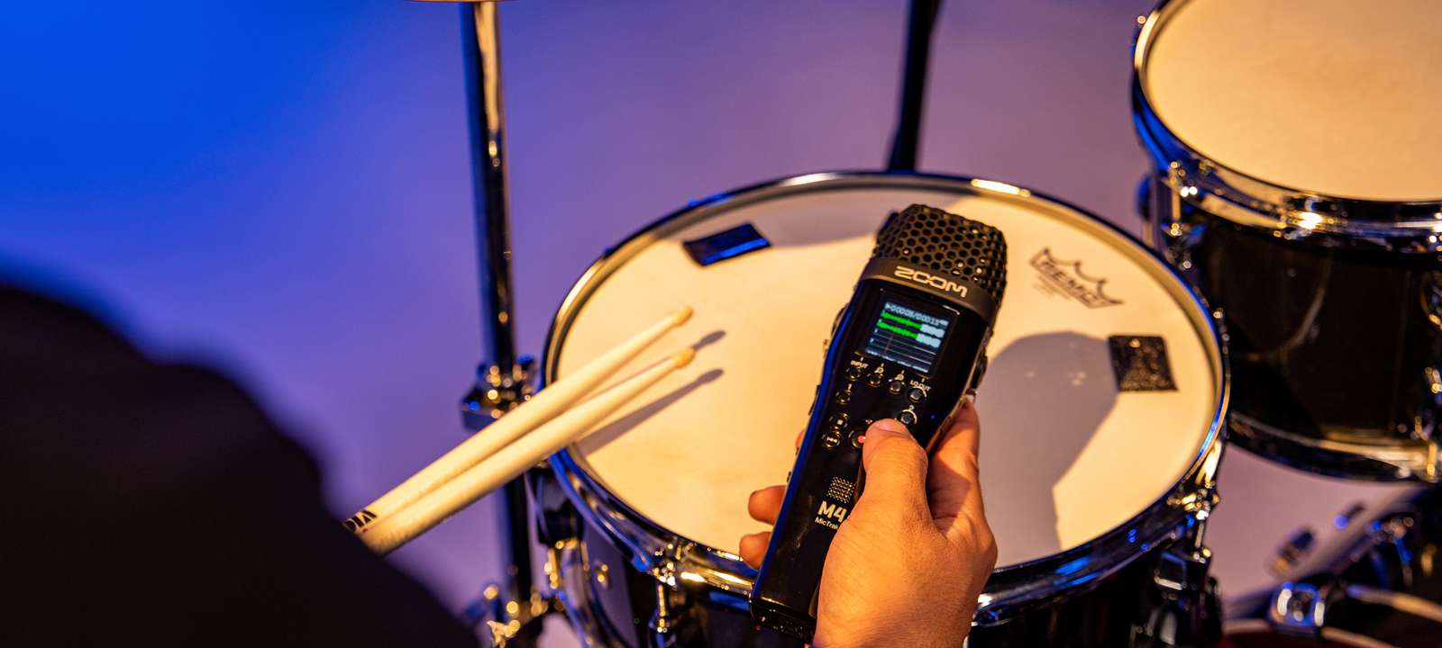 Recording with M4 MicTrak on hand